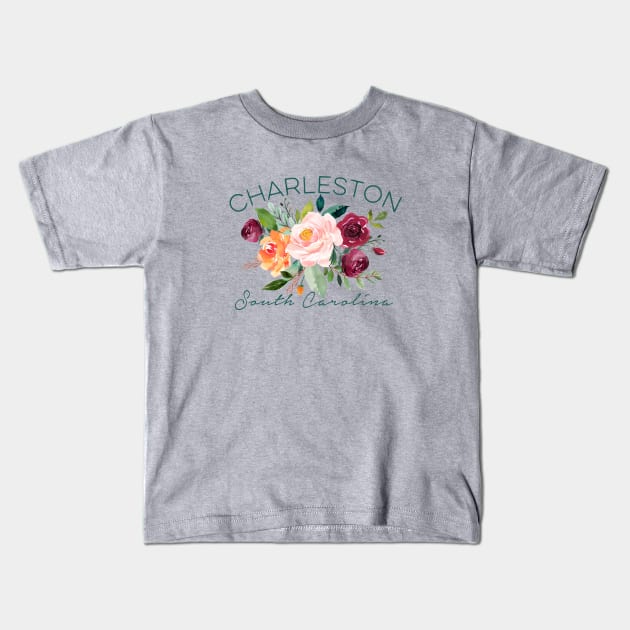 Charleston SC Pretty Garden Roses Women Girls Gardeners Kids T-Shirt by Pine Hill Goods